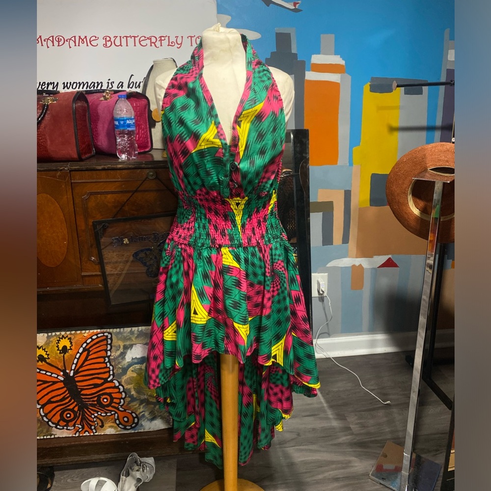 High-low multicolored dress